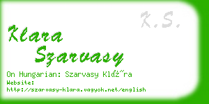 klara szarvasy business card